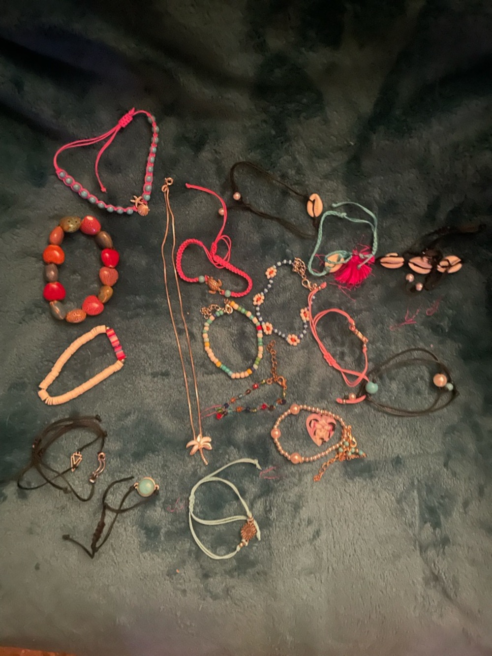 Assorted Boho Beaded & Cord Bracelets - Pink, Turquoise, Coral